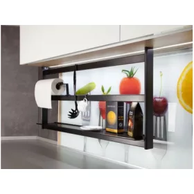   KÜLSŐ FÉMRÁCS "HANG" FÜGGESZTETT KERET (POLC, TÖRLŐTARTÓ, 3 DB AKASZTÓ) 900x420x140MM FEKETE