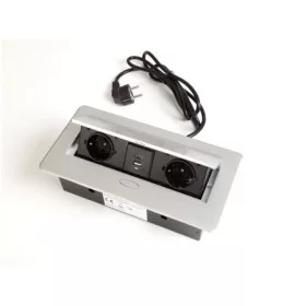   IRODABÚTOR TARTOZÉKOK KONNEKTOR ELOSZTÓ MODULBOX II - 2 DB 230 V-OS DUGALJ + 2 USB ALUMÍNIUM