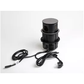   IRODABÚTOR TARTOZÉKOK KONNEKTOR ELOSZTÓ MODULBOX IVH - VEZ. NÉLK. TÖLT.+2x230V+2xUSB+HDMI FEKETE