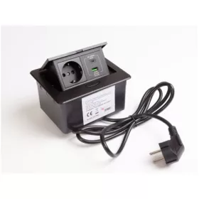   IRODABÚTOR TARTOZÉKOK KONNEKTOR ELOSZTÓ MODULBOX MINI - 1×230V + 2xUSB MATT FEKETE