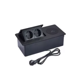   IRODABÚTOR TARTOZÉKOK KONNEKTOR ELOSZTÓ MODULBOX II - 2×230V + 15W VEZ. NÉLK. TÖLT. MATT FEKETE